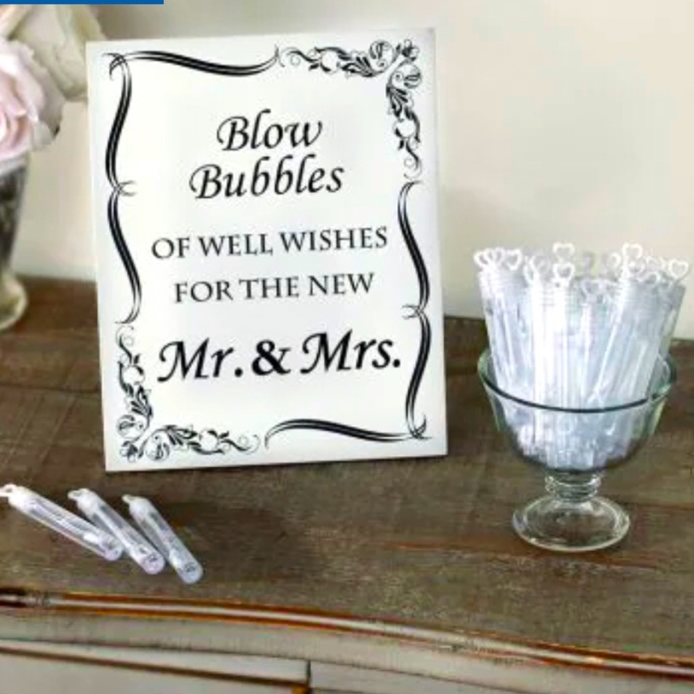 Blow Bubbles Wedding Sign, New